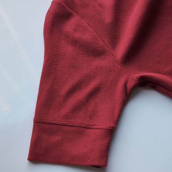 Ralph Lauren Burgundy Waffle-Knit Cotton Henley Dress Large - Picture 4 of 13